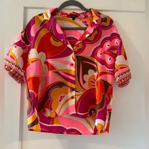 Express Pink and Orange Patterned Blouse